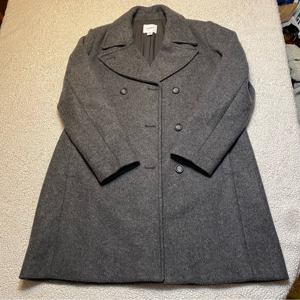 Old Navy Women’s Grey Button Pea Coat Jacket - XL